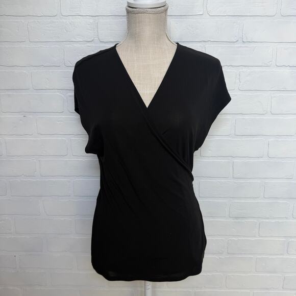 Ted Baker London Women's Black Chiffon V neck Wrap Blouse Top -sz  2 - Picture 2 of 7